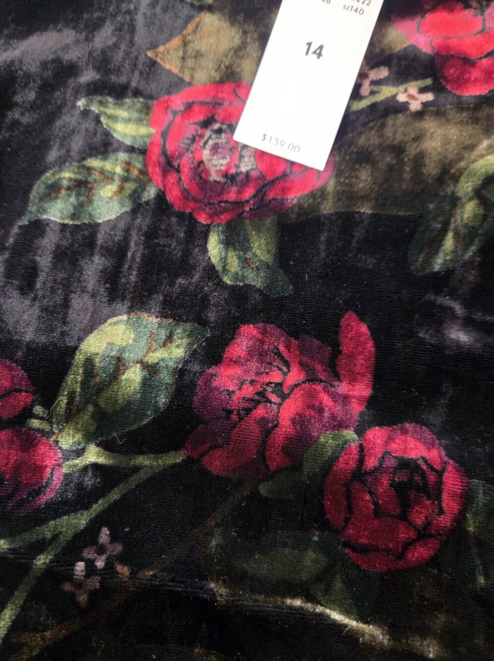 Ann Taylor Black Velvet Floral Long-Sleeve Shift Dress - Size 14 - Picture 9 of 12
